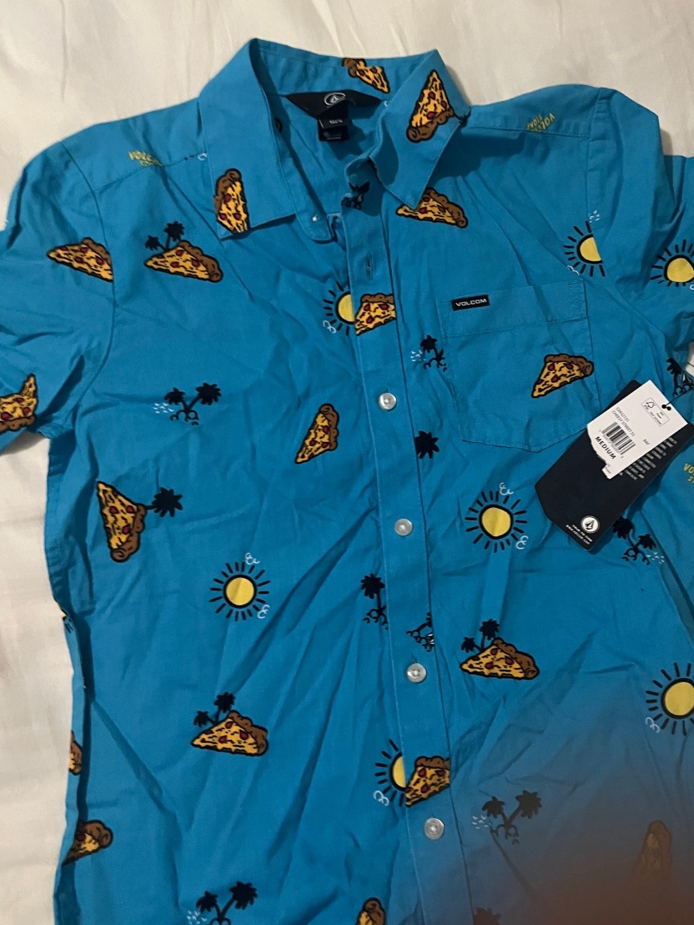 Volcom kids Turquoise Short-Sleeve Pizza & Sun Print Button-Up Shirt